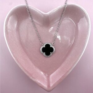925 Sterling Sterling Black 4 Leaf Clover Necklace